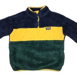 Levis Fleece Pullover Jacket Boys Size 5 4/5 Yrs Blue Yellow Green